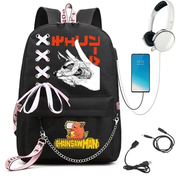 Kawaii Sırt Çantası Kızlar için Okul Çantaları Şeytan Tilki Testere Adam Anime Gençler Üniversite Öğrencisi seyahat omuz çantası Mochilas Escolares