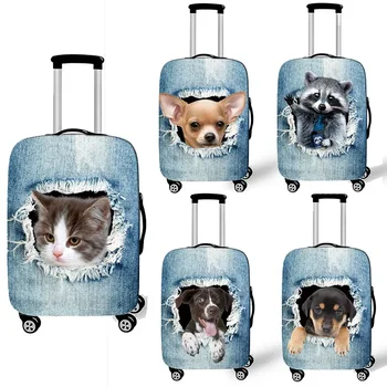 Güzel Kovboy Kedi / Köpek Baskı Bagaj Kapağı 18-32 İnç tekerlekli çanta Çanta Bavul koruyucu kapaklar Seyahat Aksesuarları İçin