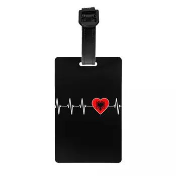 Arnavut Kalp Atışı Arnavutluk Bayrağı Bagaj Etiketi Seyahat Çantası Bavul Gizlilik Kapak KİMLİK Etiketi