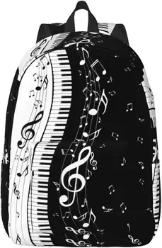 Sırt çantası Rahat Hafif piyano klavyesi Müzik Notaları Laptop Sırt Çantası Erkek Kadın Seyahat Çantası Açık Tuval Sırt Çantası