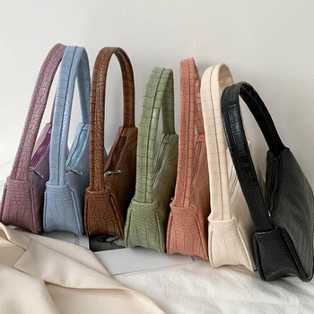 timsah Desen Kadın Koltukaltı Çanta Vintage Tasarım PU Deri Bayanlar Küçük omuz çantaları Kadın Tote Çanta Çanta