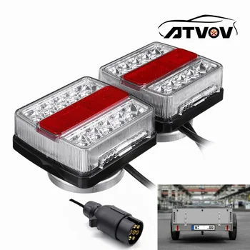 ATVOV çift 12V manyetik LED kamyon kuyruğu ışık plaka lambası uyarı Fren Lambası sinyal Römork Karavanlar Kampçılar Otobüs Tekne RV
