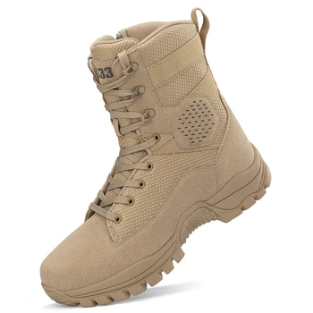 Erkekler Artı Boyutu yürüyüş botları Taktik askeri postal Yüksek Kaliteli Açık yürüyüş ayakkabıları kaymaz Erkekler Çöl yarım çizmeler