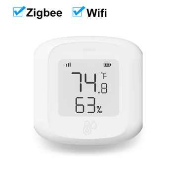Tuya Akıllı WiFi / Zigbee Sıcaklık ve Nem Sensörü Kapalı Higrometre Termometre ile lcd ekran Desteği Alexa Google Ev