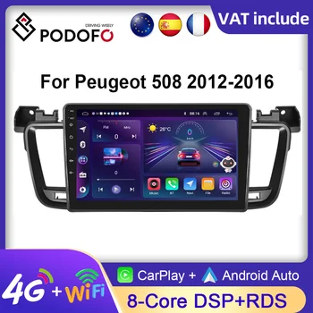 Podofo 2Din Android Autoradio Carplay Peugeot 508 2012-2016 İçin otomobil radyosu AI sesli GPS 4G Araba Multimedya Video Oynatıcı Stereo