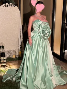 Ayna Elbise Zarif Vintage Basit Yeşil Fırfır Çiçek A-Line Özelleştirmek Örgün Durum Balo Elbise Akşam Partisi Törenlerinde