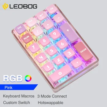 Leobog K21 21 tuşlu Mini Klavye Bluetooth Kablosuz Kablolu 3 modlu Özel Dijital Klavye Ofis Mini Mekanik Klavye Hediye