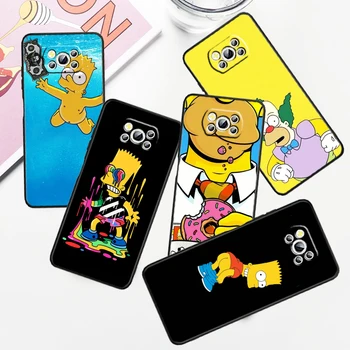 Anime Aile Simpsonlar Xiao mi mi Poco F5 F4 F3 F2 X5 X4 X3 M6 M5 M5S M4 M3 C40 Pro GT NFC 5G Siyah telefon kılıfı