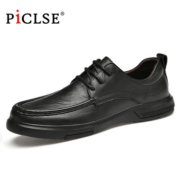 PICLSE Lüks Marka Hakiki deri erkek ayakkabısı Loafer'lar Iş Rahat deri ayakkabı Rahat Moccasins Erkekler düz ayakkabı