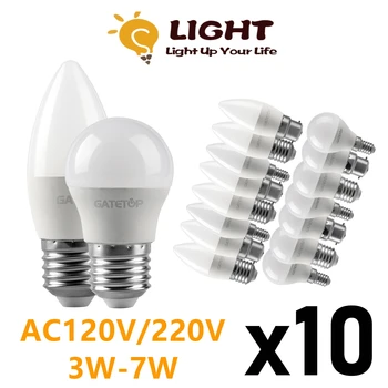 10 ADET LED ampul ışık mum ışığı G45 C37 E14 E27 3 W-7 W AC120V AC220V 3000 K/4000 K/6000 K Led Golf Ampul Lamba Ev Dekorasyon İçin