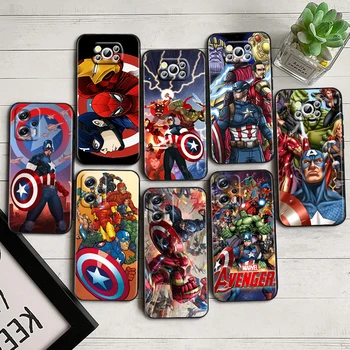 Avengers Süper Kahraman Mavi Xiaomi Poco F5 X5 C55 C50 M5 M4 X4 X3 F3 GT NFC M3 C3 M2 F2 F1 Pro Silikon Siyah telefon kılıfı