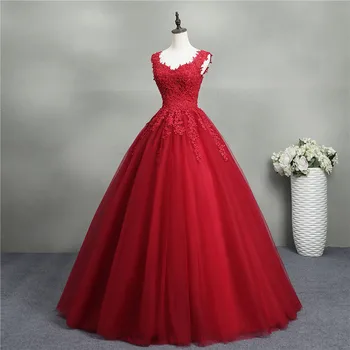 Ashely Alsa Gerçek Resim Kırmızı Gelinlik Kadınlar İçin V Boyun Dantel Aplike Kabarık Etek gelinlikler Elbiseler Vestido De Novia 2024
