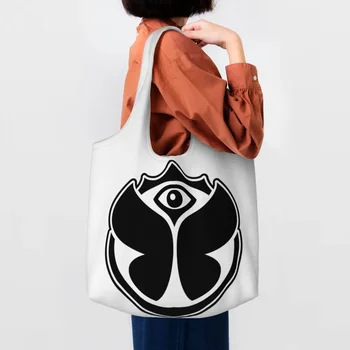Tomorrowlands Bakkal alışveriş çantası Tuval Alışveriş kol çantası Çanta Kapasiteli Yıkanabilir Belçika Dans Müzik Festivali Çanta Çanta