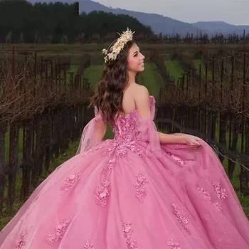 Angelsbrıdep Büyüleyici Balo Quinceanera Elbise Aplike Boncuk Tatlı 16 Kız Doğum Günü Partisi Elbiseleri Vestidos De 15 Años