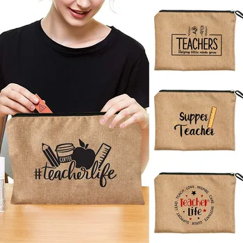 Okul Öğretmen Hediye Öğretmen için Makyaj çantası Kozmetik Çanta Öğretmen Çantası fermuarlı torbalar Kozmetik Çantası öğretmenin saklama çantası