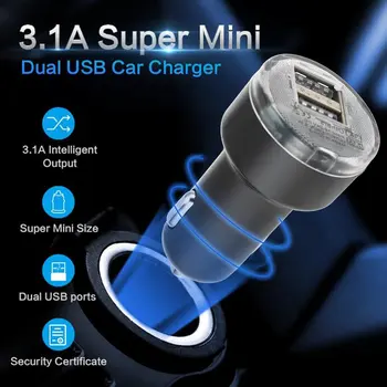 YENİ 2.1 A Mini Çift Bağlantı Noktalı Evrensel USB araç araç şarj adaptörü Cep Telefonu Hızlı Şarj cihazı İle led ışık