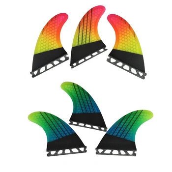 G5 Boyutu sörf yüzgeçleri Tri Yüzgeçleri UPSURF GELECEK Karbon Fiber Petek Sörf Tahtası Yüzgeçleri Degrade Renk Tek Sekmeler Kısa Kurulu Yüzgeçleri