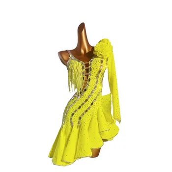Latin Dans Uluslararası Sahne High end Elmas Samba Tarzı Standart Elbise ile Özelleştirilmiş 3D Edition