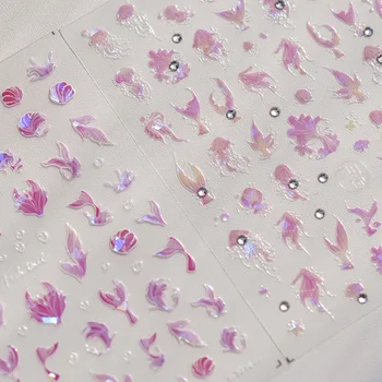 Tırnak Çıkartmalar Denizyıldızı Parlayan Denizkızı Kuyruğu Denizanası Flaş Kendinden Yapışkanlı Kristal Elmas Sanat Süslemeleri Çıkartmaları Sarar Manikür