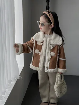 Çocuk Ceket Mont Bebek Kız Deri Kadife Sonbahar Kış Parkas Ceket Ceket Kız Ceketler Giyim çocuk Giysileri