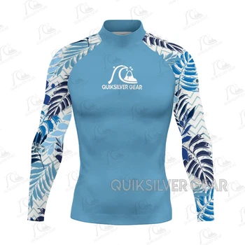 Quiksilver Dişli erkek Rashguard Mayo Uzun Kollu Sörf T-Shirt UV Koruma Mayo Dalış Yüzme Sıkı Giyim Tops