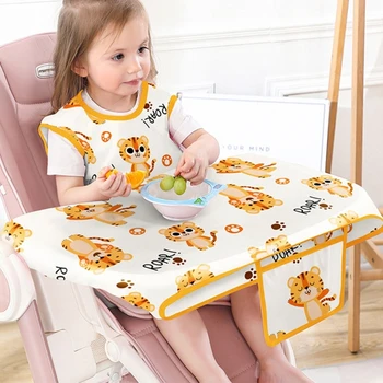 Çocuk Önlük Önlük Bebek Karışıklık geçirmez Besleme Önlük Önlük 2-in-1 Mama Sandalyesi Masa Örtüsü