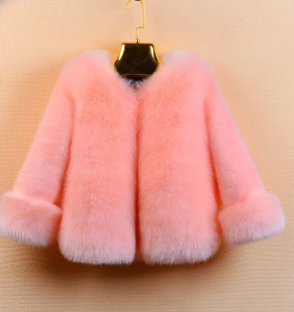 Kızlar için kış Giysileri 2023 Yeni Ceket Taklit Tilki Saç Patchwork Kürk Sıcak Kalınlaşmak Pamuk Düz Renk Basit Taze Tatlı