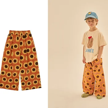Çocuk Giyim Bebek Yaz Erkek yazlık pantolonlar Ayçiçeği Baskı Rahat pantolon 2023