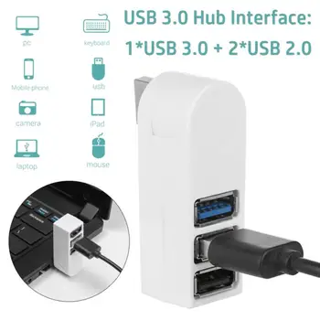 Evrensel Mini Dönebilen 3 Port USB 3.0 Hub Yüksek Hızlı Veri Transferi Splitter Kutusu Adaptörü USB Genişletici PC Laptop İçin MacBook