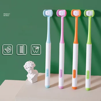 Üç Taraflı Diş Fırçası Yumuşak Tutkal Elastik Fırça Kafası Derin Temizlik Sakız Kir Yumuşak Saç Diş Koruma Basit Macaron Renk