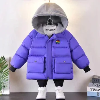 Çocuk Moda Sıcak Aşağı Ceketler Sonbahar Kış Bebek Kız Erkek Kapşonlu Kalınlaşmak Palto Çocuk Giysileri Toddler Fermuar Rüzgar Geçirmez Parkas