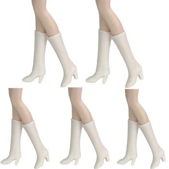 NK 5 Pairs 30CM Prenses Ayakkabı Beyaz Uzun Tüp Yüksek Topuklu Moda Güzel Sandalet barbie bebek Aksesuarları Hediye DIY Oyuncak
