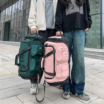 Büyük Kapasiteli Erkek Spor spor sırt çantası Kadın Islak Kuru Yoga Çanta Su Geçirmez Bagaj Tote Çanta Haftasonu silindir seyahat omuzdan askili çanta