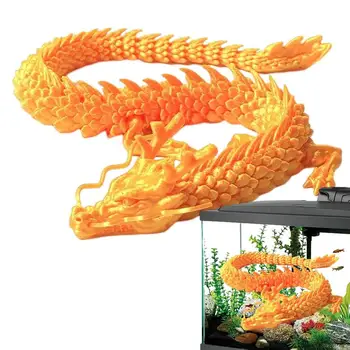 3D Baskılı Ejderha El Sanatları Çin Ejderha Modeli Balık Tankı Peyzaj Dekorasyon Hareketli Eklemli Ejderha Heykeli 17.72 İnç