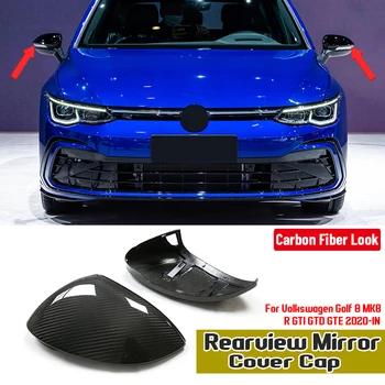Gerçek Kuru Karbon Fiber Yedek dikiz aynası Kapağı İçin Volkswagen VW Golf 8 İçin MK8 R-Line GTI 2020-Araba Yan Ayna Kapakları