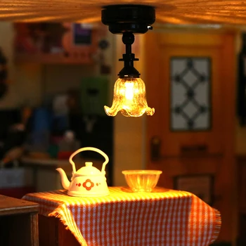 1:12 Evcilik Minyatür Simülasyon LED Lamba Tavan Lambası Avize Ev Aydınlatma Modeli Dekor Oyuncak Bebek Evi Aksesuarları