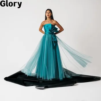 Straplez A-Line Abiye Saten Kolsuz Kat uzunlukta Basit balo kıyafetleri Vestidos De Fiesta Elegantes Para Mujer 2023