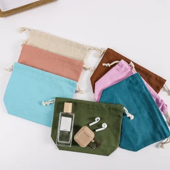 Şeker renk üç boyutlu ipli saklama çantası Takı ipli kanvas çanta taşınabilir seyahat cep