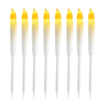 Pil İle 8 ADET Plastik LED Mum ışıkları, Plug-İn Elektronik Kutup Mumlar Parti Aksesuarları İçin, beyaz