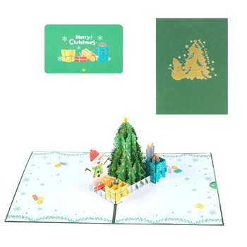 Benzersiz Noel Ağacı Kartı 3D Nimet Kartı Renkli Kapaklı Tatil Tebrik zarflı kart Hediye Aksesuarları