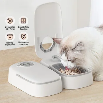 2 Öğün otomatik evcil hayvan besleyici Akıllı kedi maması Dağıtıcı Islak ve Kuru Gıda mama kabı Dağıtıcı Aksesuarları Otomatik Besleyici Kedi