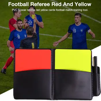 Futbol Hakem Kayıt Defteri Floresan Kırmızı Sarı Kartları futbol cüzdanı Kağıt kayıt cihazları Ve Kalem Deri K9c7