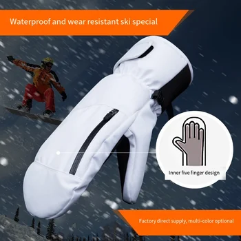 Snowboard eldiveni Haşlanmış Su Geçirmez Dokunmatik Ekran Beş parmak Sıcak Eldiven Kış Erkek Kayak Kar Eldivenleri Kış spor aksesuarları